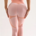 Leggings de yoga sans couture rose et orange, taille haute avec texture push-up en V - S / Pantalon de Yoga Rose