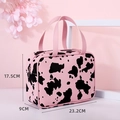 Pink cow print cosmetic bag with double handles and dual zippers 23.2x9x17.5cm - Pink Large Tote Bag