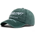 Casquette de baseball en coton vert foncé délavé avec broderie blanche BRAVESTART latérale - Réglable / Vert