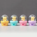 Set of four cute cartoon bear crystal balls with colorful macaron resin bases - Egg Tart Bear Style (NO.4 Egg Tart Bear) / Small With Light And Snow