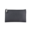 Portable black PU leather cosmetic bag with lychee texture and metal zipper - Small Lychee Pattern Black