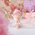 Pink fairy angel cake topper with flower dress and wings, resin decor, 7.5cm tall - 1143-11 Kneeling Pink