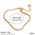 Detail of gold-plated stainless steel mesh chain with adjustable lobster clasp and tag - Gold Woven Chain Bracelet (KB836)