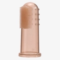 Brown silicone finger toothbrush for dogs and cats with soft bristles and massage bumps - Nano Style (Transparent Brown)