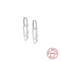 Orecchini a cerchio in argento sterling S925 con catena e zirconi cubici scintillanti - Oro Bianco