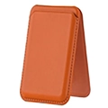 Orange magnetic leather wallet stand for iPhone 16 showing folding design and stitching - Orange