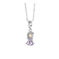 Silver mermaid tail necklace with moonstone and purple cubic zirconia pendant - Goldfish (925-2# Silver)