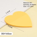 Yellow heart-shaped PET sticky notes 7.5x7.5cm, translucent waterproof stationery 50 sheets - Yellow Heart 50 Sheets