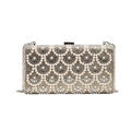 Funkelnde Strass Abendtasche mit Perlenwellenmuster und abnehmbarer Kette - Gold