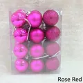 24-piece 3cm rose red Christmas ball ornaments in glossy, matte and glitter finish - 3cm Square Box / Rose Red