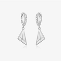 S925 sterling silver hoop earrings with starburst triangle charms and cubic zirconia - Platinum - Ear Pendants