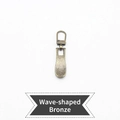 Universal wavy bronze metal zipper puller replacement for bags and down jackets - Wavy Shape - Bronze
