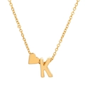 Golden heart necklace featuring a letter K pendant for women in minimalist style - Letter K (10027)