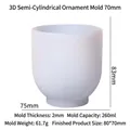 3D ημικυλινδρική μήτρα σιλικόνης για κατασκευές ρητίνης 70x83mm λευκό καλούπι - 70mm