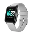 Light gray 19mm silicone replacement strap for ID205L smart watch with black square dial - Gray