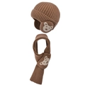 Set invernale cuffia e sciarpa per bambini in marrone con carini motivi di orsi - Cappelli e Sciarpe / caffè