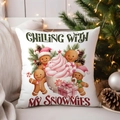 Christmas throw pillow featuring gingerbread man and Chilling with My Snowmies text - TQYM72-15 (Chilling with my Snowmies)