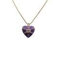 Détail du collier plaqué or avec pendentif coeur violet et accents de zircons colorés - Violet