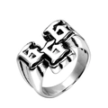 Gothischer Punk 666 Edelstahlring mit Vintage Silber-Schwarz-Finish für Männer - US 7 / Stahlfarbe