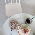 Floral cotton drawstring bag on white table with strawberry waffles for afternoon tea - Cream Flower Branch
