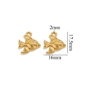 Golden fish shaped stainless steel charm with dimensions 17.5mm by 16mm for DIY jewelry - Gold Fish-638