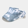 Detail of blue and white tie-dye sun visor hat with adjustable strap for outdoor protection - Adjustable / Light Blue and White Tie-Dye