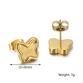 Pendientes de mariposa dorados de acero inoxidable de medida 10x8mm para mujer - Estilo Dorado Pequeño (KLJ4120-Z) / 10x8mm
