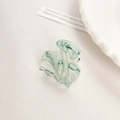 Mini mint green marble acrylic hair claw clip with elegant gold glitter accents - Style K (3.2CM/Green White Gold Glitter)