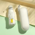 Paraguas cápsula ultraligero blanco roto de cinco pliegues con funda de protección UPF50+ - Blanco (con Estuche Para Gafas) / Esquema De Color De 21 Pulgadas Y 8 Nervaduras Mango Redondo Cinco Pliegues