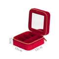 Mini joyero de terciopelo rojo con espejo y cierre de cremallera, 10x10x5cm - Rojo (Espejo Grande)