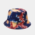 Chapeau bob tie-dye bleu pour hommes et femmes avec motifs graffiti jaunes et rouges tendance - M (56-58cm) / Réversible / Tie-Dye Marine Rouge Jaune Blanc (20#)