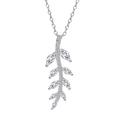 Elegant S925 sterling silver leaf pendant necklace with shimmering zircon stones - 925 Silver / Silver Leaf