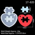 Heart puzzle silicone mold for resin keychain and DIY Valentine's Day chocolate crafts - 2# 17-620 Transparent