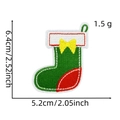 Detailed size specifications for a red and green Christmas stocking embroidery patch - Christmas Patch 12# (Green Stocking)