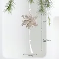 Champagne gold glitter snowflake ornament with white tassel for Christmas tree decor - Tassel Flower