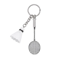Badminton racket and shuttlecock keychain sports gift accessory on white background - 4.8cm*3.8cm / Metal Badminton White