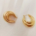 Orecchini a cerchio spessi in acciaio inossidabile placcato oro 18K con texture martellata - Oro