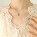 Collana minimalista in argento con pendente a sfere a grappolo per donne lucido - 40+5cm / Collana Argento