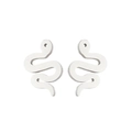 Minimalist silver stainless steel snake stud earrings for women with polished finish - 274 Snake / Steel