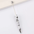 DIY beadable pen with white body featuring black art prints and silver metal accents - 42# Pattern (Bicycle Dots)