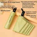 Automatic foldable matcha green UV umbrella with 8-rib structure and black glue coating - Automatic-uv Automatic Umbrella Matcha Green / Gift Box Not Included