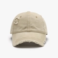 Distressed khaki baseball cap with vintage frayed edges and stylish ripped details - Khaki