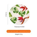 Ceramic round coaster with tropical bird and green leaf design, 10.8cm diameter - Orange Coaster