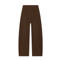 Detailansicht der hoch taillierten Faltenhose in Dunkelbraun mit fließendem Stoff - XS / Dunkelbraun