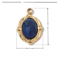 Detaillierte Parameteransicht von 15x10mm Gold-Edelstahl-Anhänger mit blauem Naturstein - VG038-Oval Dunkelblauer Naturstein