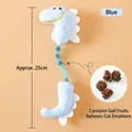Gioco per gatti a dinosauro blu con frutti di galla e tubo a rete per denti, 25cm - Blu