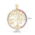 Golden tree of life pendant with colorful cubic zirconia and dimensions 2.5cm - [D9521JC] Gold Hollow Multi-color Life Tree (2.5cm)