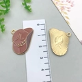 Brown cowboy hat pendant with gold metal texture and size measurement guide - 1Pc Cowboy Hat (Brown)