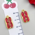 Golden alloy enamel lucky charms with red Chinese characters Xi Le and Ping An for DIY jewelry - Red Rectangular Safety & Joy Tag