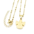 Collana con ciondolo angelo d'oro in acciaio inossidabile con incisione S e catena - Lettera S (KN196931-K)